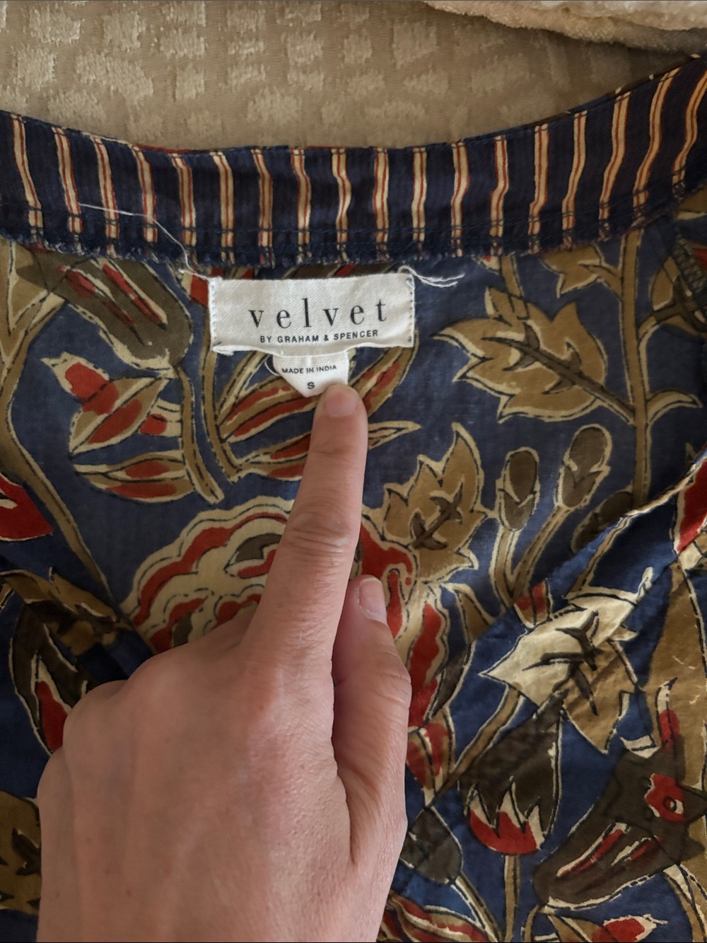 Velvet by Graham & Spencer Navy Floral Button-Up Top